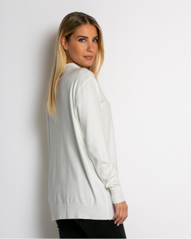 Μπλούζα ψιλό πλεκτό απαλή υφή μακρυμάνικη λουπέτο  εκρού