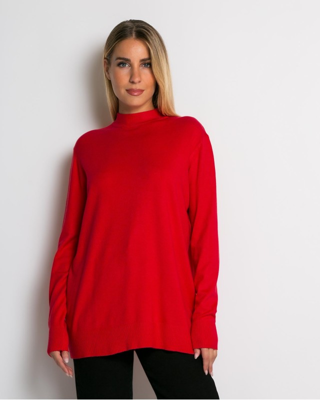 Μπλούζα ψιλό πλεκτό απαλή υφή μακρυμάνικη λουπέτο κόκκινο