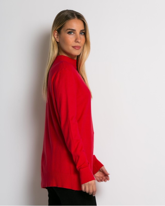 Μπλούζα ψιλό πλεκτό απαλή υφή μακρυμάνικη λουπέτο κόκκινο