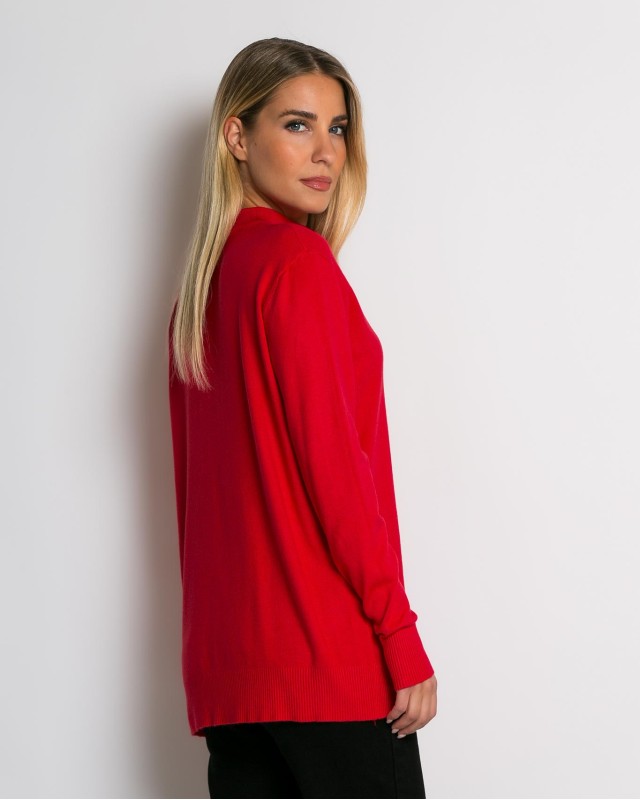 Μπλούζα ψιλό πλεκτό απαλή υφή μακρυμάνικη λουπέτο κόκκινο