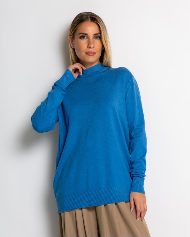 Μπλούζα ψιλό πλεκτό απαλή υφή μακρυμάνικη λουπέτο μπλε