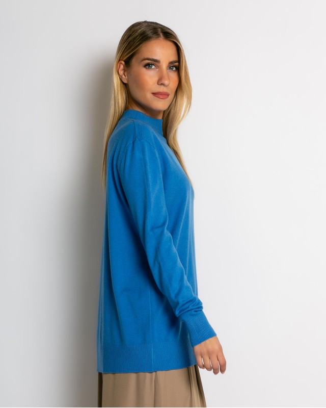 Μπλούζα ψιλό πλεκτό απαλή υφή μακρυμάνικη λουπέτο μπλε