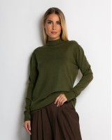 Μπλούζα ψιλό πλεκτό απαλή υφή μακρυμάνικη λουπέτο χακί