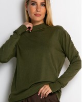 Μπλούζα ψιλό πλεκτό απαλή υφή μακρυμάνικη λουπέτο χακί