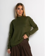 Μπλούζα ψιλό πλεκτό απαλή υφή μακρυμάνικη λουπέτο χακί
