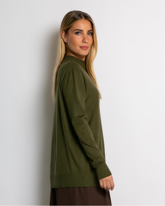 Μπλούζα ψιλό πλεκτό απαλή υφή μακρυμάνικη λουπέτο χακί