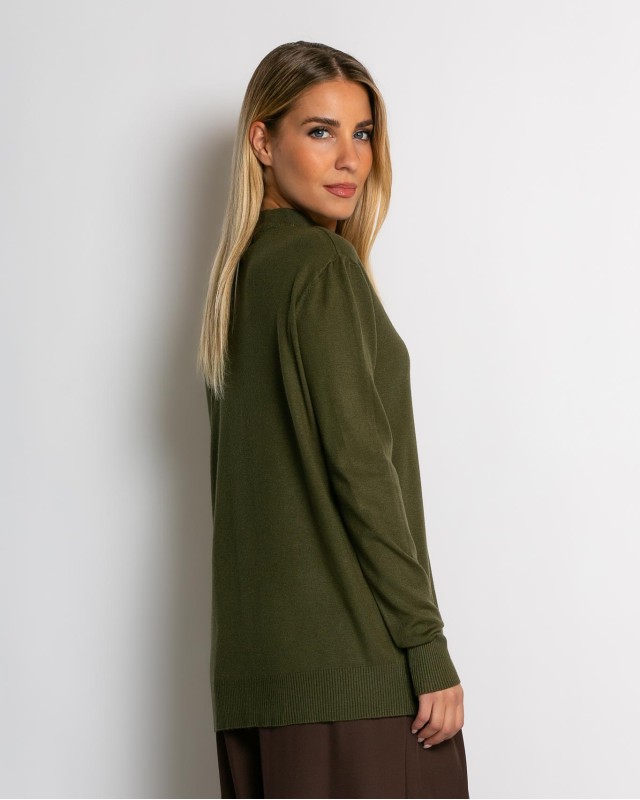 Μπλούζα ψιλό πλεκτό απαλή υφή μακρυμάνικη λουπέτο χακί