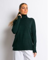 Μπλούζα ψιλό πλεκτό απαλή υφή μακρυμάνικη ζιβάγκο κυπαρισσί