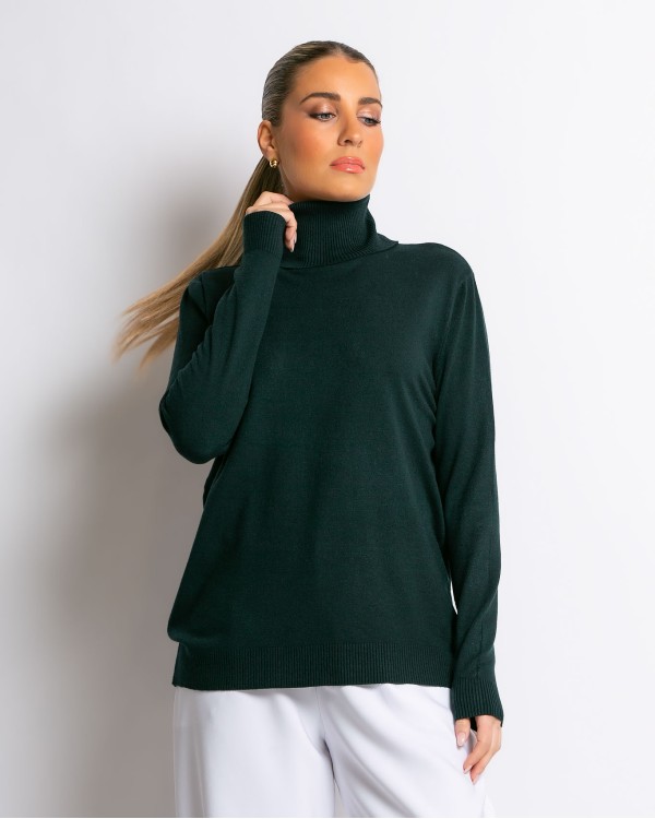 Μπλούζα ψιλό πλεκτό απαλή υφή μακρυμάνικη ζιβάγκο μπλε