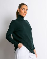 Μπλούζα ψιλό πλεκτό απαλή υφή μακρυμάνικη ζιβάγκο κυπαρισσί