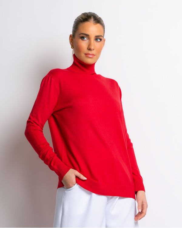 Μπλούζα ψιλό πλεκτό απαλή υφή μακρυμάνικη ζιβάγκο μπλε