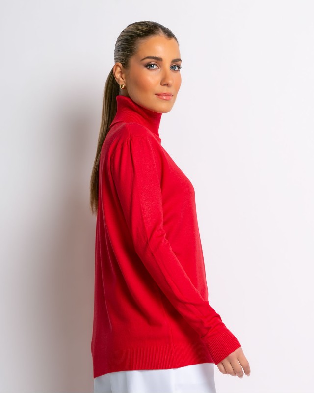 Μπλούζα ψιλό πλεκτό απαλή υφή μακρυμάνικη ζιβάγκο κόκκινο