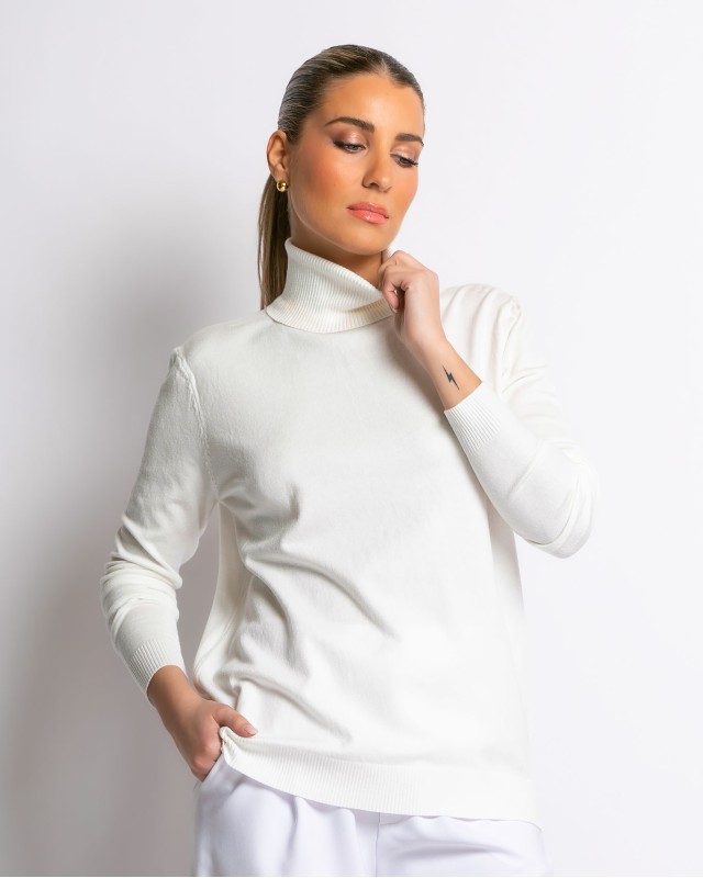 Μπλούζα ψιλό πλεκτό απαλή υφή μακρυμάνικη ζιβάγκο εκρού