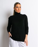 Μπλούζα ψιλό πλεκτό απαλή υφή μακρυμάνικη ζιβάγκο μαύρο