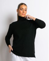 Μπλούζα ψιλό πλεκτό απαλή υφή μακρυμάνικη ζιβάγκο μαύρο