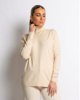Μπλούζα ψιλό πλεκτό απαλή υφή μακρυμάνικη ζιβάγκο μπεζ