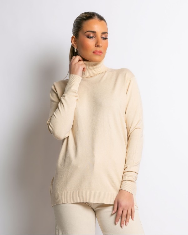 Μπλούζα ψιλό πλεκτό απαλή υφή μακρυμάνικη ζιβάγκο μπλε