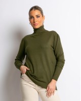 Μπλούζα ψιλό πλεκτό απαλή υφή μακρυμάνικη ζιβάγκο λαδί