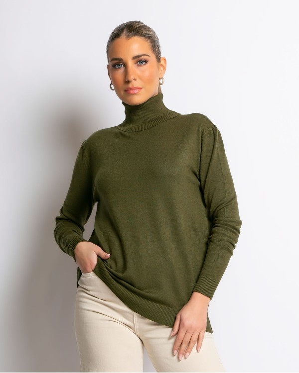 Μπλούζα ψιλό πλεκτό απαλή υφή μακρυμάνικη ζιβάγκο μπλε