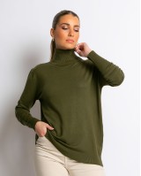 Μπλούζα ψιλό πλεκτό απαλή υφή μακρυμάνικη ζιβάγκο λαδί