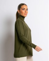 Μπλούζα ψιλό πλεκτό απαλή υφή μακρυμάνικη ζιβάγκο λαδί