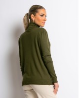 Μπλούζα ψιλό πλεκτό απαλή υφή μακρυμάνικη ζιβάγκο λαδί