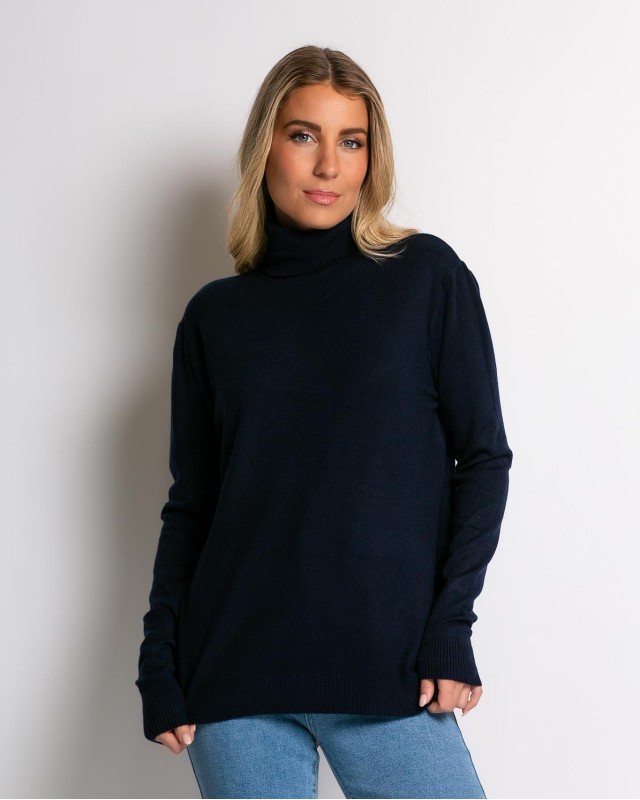 Μπλούζα ψιλό πλεκτό απαλή υφή μακρυμάνικη ζιβάγκο navy