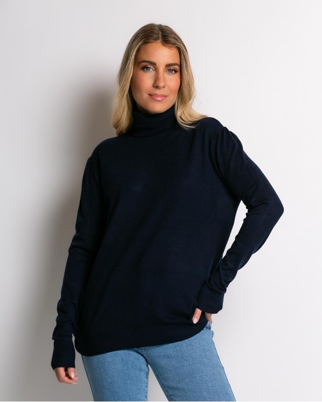 Μπλούζα ψιλό πλεκτό απαλή υφή μακρυμάνικη ζιβάγκο navy