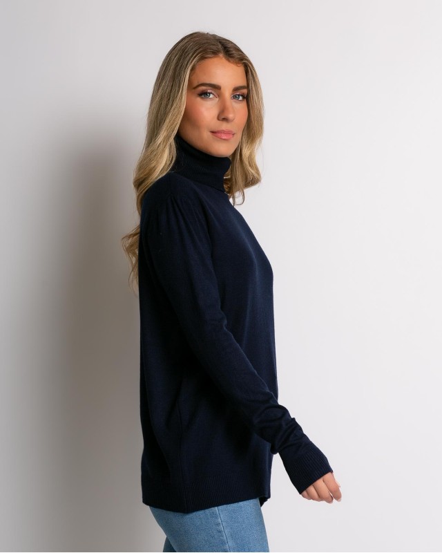 Μπλούζα ψιλό πλεκτό απαλή υφή μακρυμάνικη ζιβάγκο navy