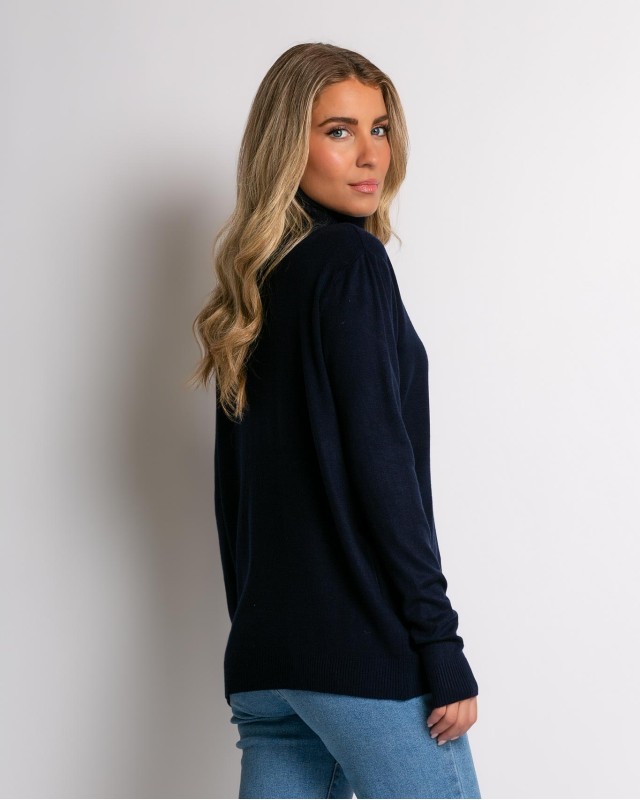 Μπλούζα ψιλό πλεκτό απαλή υφή μακρυμάνικη ζιβάγκο navy