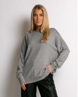 Μπλούζα ψιλό πλεκτό με κλειστή λαιμόκοψη λούρεξ γκρι