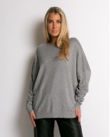 Μπλούζα ψιλό πλεκτό με κλειστή λαιμόκοψη λούρεξ γκρι