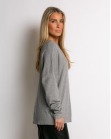 Μπλούζα ψιλό πλεκτό με κλειστή λαιμόκοψη λούρεξ γκρι