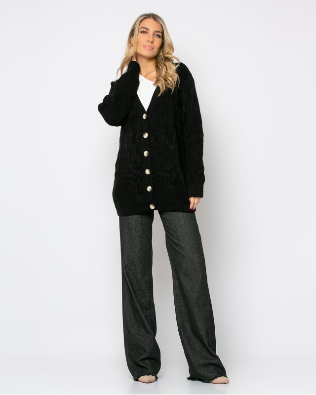 Ζακέτα πλεκτή με κουμπιά μαύρη