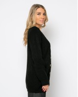 Ζακέτα πλεκτή με κουμπιά μαύρη