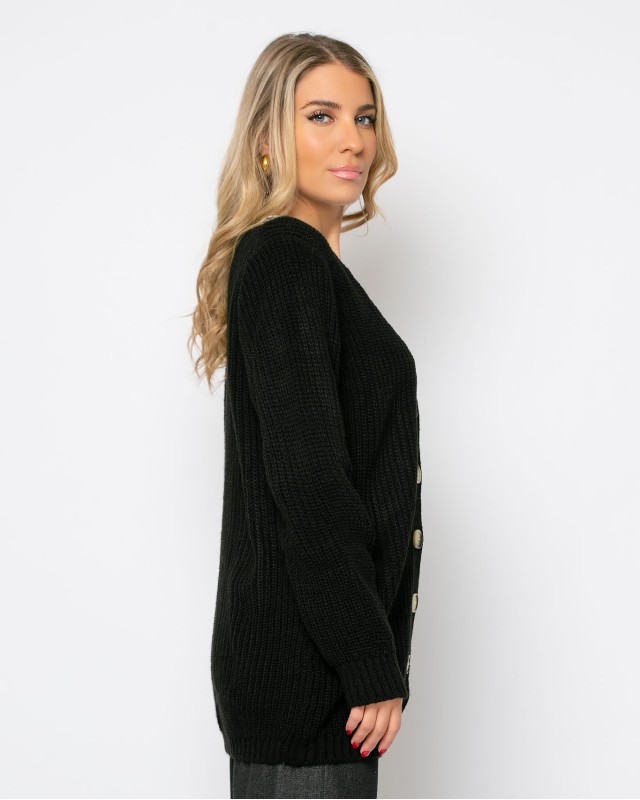 Ζακέτα πλεκτή με κουμπιά μαύρη