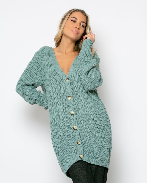 Ζακέτα πλεκτή με κουμπιά καφέ