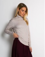Μπλούζα ψιλό πλεκτό σε άνετη γραμμη λούρεξ μπεζ