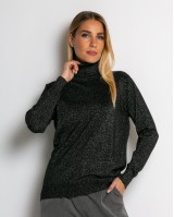 Μπλούζα ψιλό πλεκτό σε άνετη γραμμη λούρεξ μαύρο