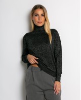 Μπλούζα ψιλό πλεκτό σε άνετη γραμμη λούρεξ μαύρο