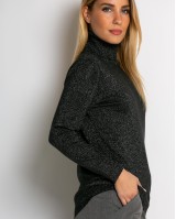 Μπλούζα ψιλό πλεκτό σε άνετη γραμμη λούρεξ μαύρο