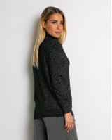 Μπλούζα ψιλό πλεκτό σε άνετη γραμμη λούρεξ μαύρο