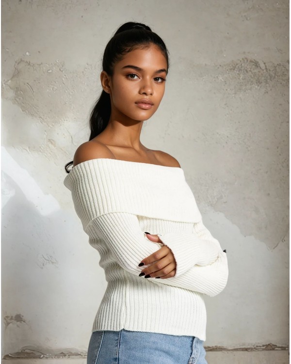 Μπλούζα ριπ με έξω ώμους ανθρακί