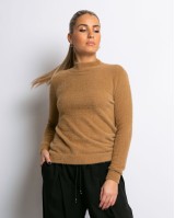 Μπλούζα πλεκτή με χνούδι λουπέτο κάμελ