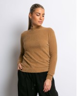 Μπλούζα πλεκτή με χνούδι λουπέτο κάμελ