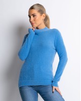 Μπλούζα πλεκτή με χνούδι λουπέτο γαλάζιο