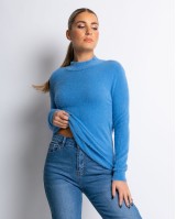 Μπλούζα πλεκτή με χνούδι λουπέτο γαλάζιο