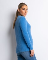 Μπλούζα πλεκτή με χνούδι λουπέτο γαλάζιο