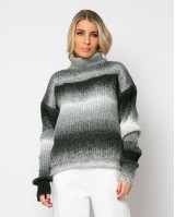 Πλεκτό ζιβάγκο κοντό γκρι όμπρε