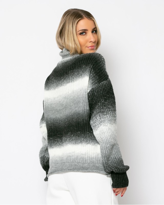 Πλεκτό ζιβάγκο κοντό γκρι όμπρε